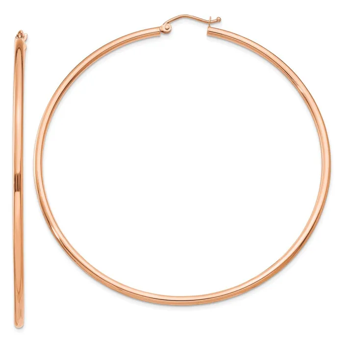 Earrings Qgold 14k Rose Gold 6875 mm Lightweight Tube Hoop Earrings 345 grams Earrings Qgold 14k Rose Gold 6875 mm Lightweight Tube Hoop Earrings 345 grams