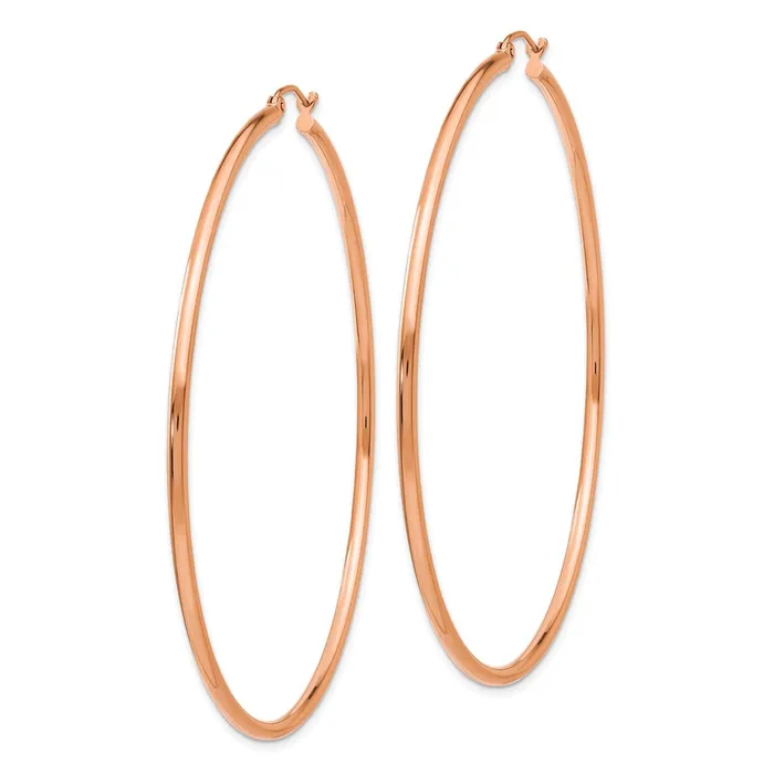 Earrings Qgold 14k Rose Gold 6875 mm Lightweight Tube Hoop Earrings 345 grams Earrings Qgold 14k Rose Gold 6875 mm Lightweight Tube Hoop Earrings 345 grams