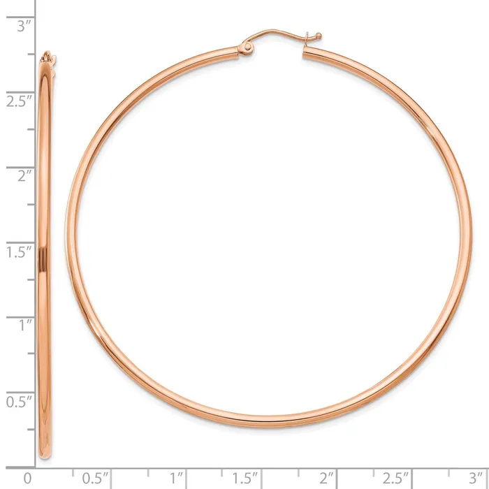 Earrings Qgold 14k Rose Gold 6875 mm Lightweight Tube Hoop Earrings 345 grams Earrings Qgold 14k Rose Gold 6875 mm Lightweight Tube Hoop Earrings 345 grams