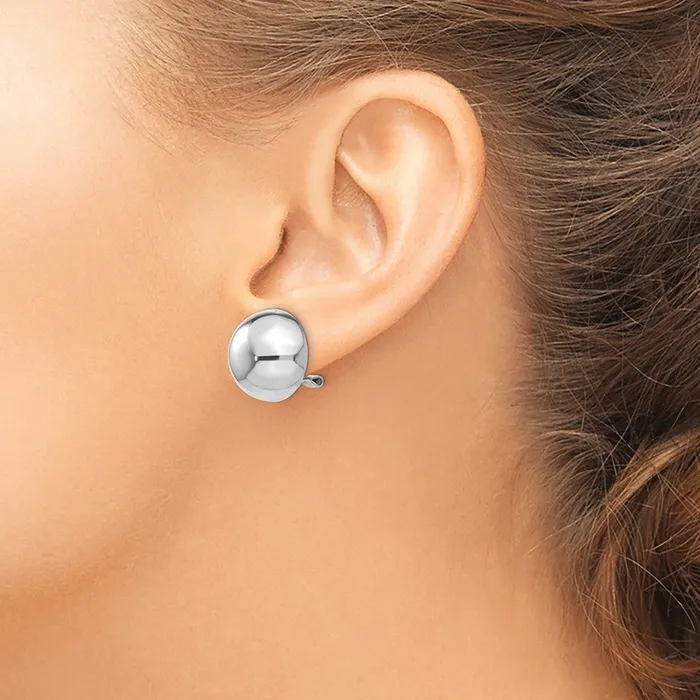 Earrings Qgold 14k White Gold 17 mm Polished Nonpierced Earrings 519 grams