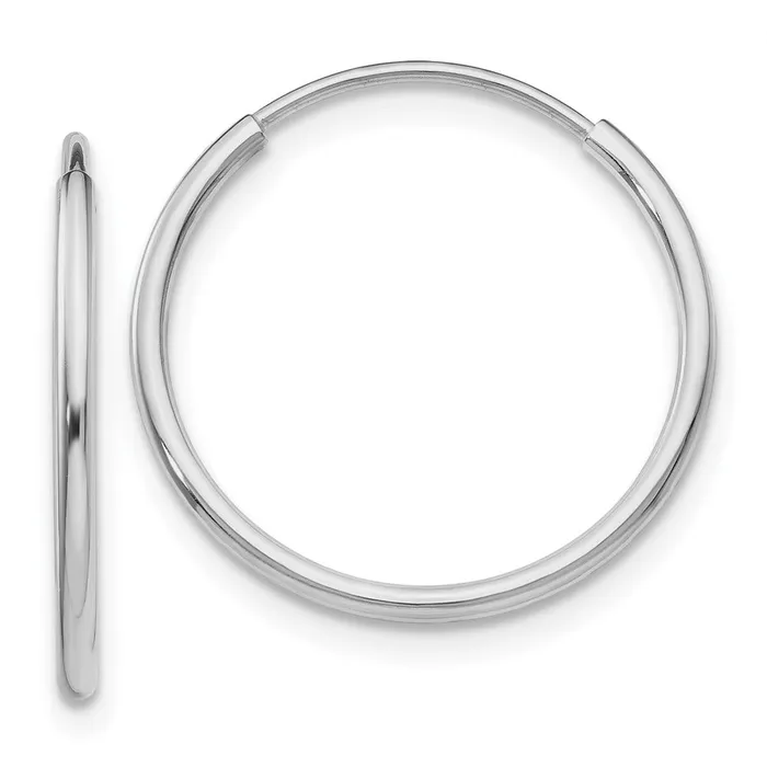 Earrings Qgold 14k White Gold 20 mm Polished Endless Tube Hoop Earrings 063 grams Earrings Qgold 14k White Gold 20 mm Polished Endless Tube Hoop Earrings 063 grams