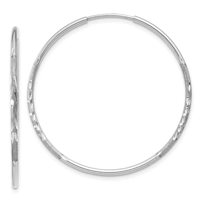 Earrings Qgold 14k White Gold 30 mm Diamondcut Endless Hoop Earring 076 grams Earrings Qgold 14k White Gold 30 mm Diamondcut Endless Hoop Earring 076 grams