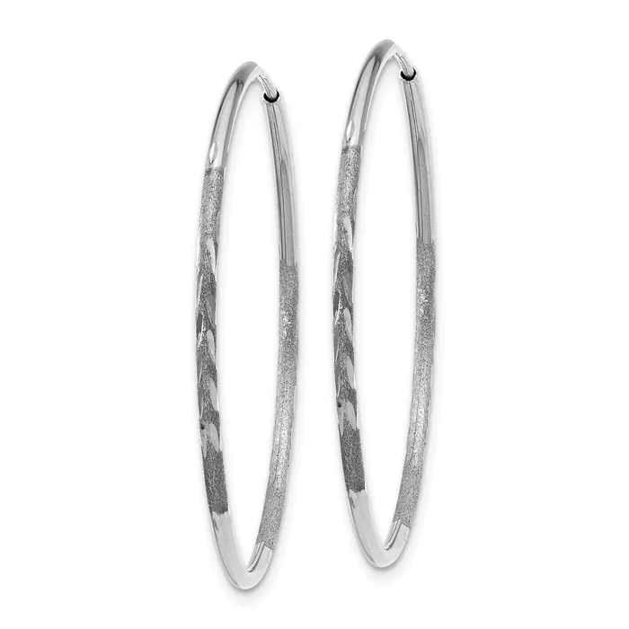 Earrings Qgold 14k White Gold 30 mm Diamondcut Endless Hoop Earring 076 grams