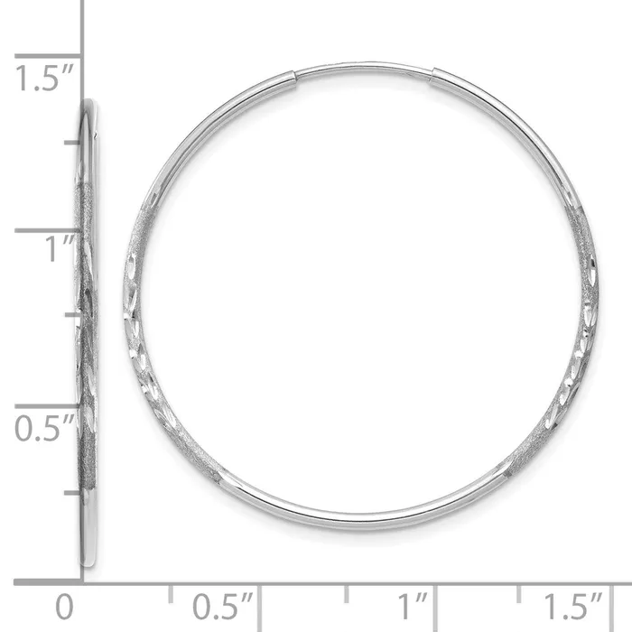 Earrings Qgold 14k White Gold 30 mm Diamondcut Endless Hoop Earring 076 grams