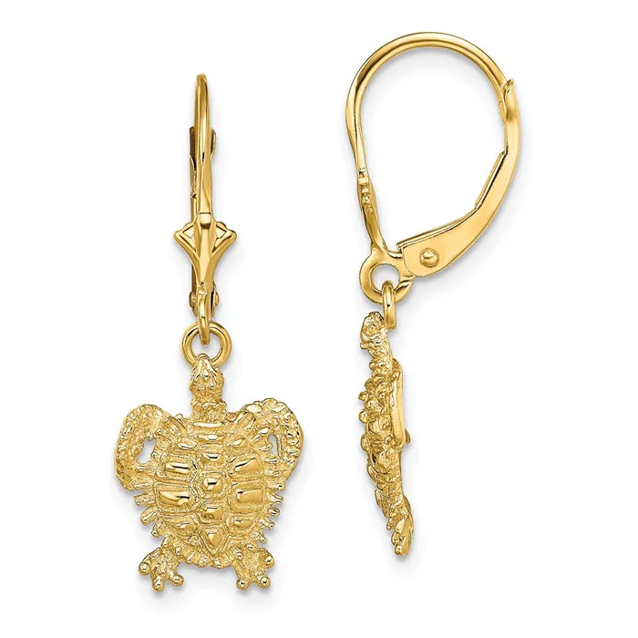 Earrings Qgold 14k Yellow Gold 111 mm Turtle Leverback Earrings 248 grams Earrings Qgold 14k Yellow Gold 111 mm Turtle Leverback Earrings 248 grams