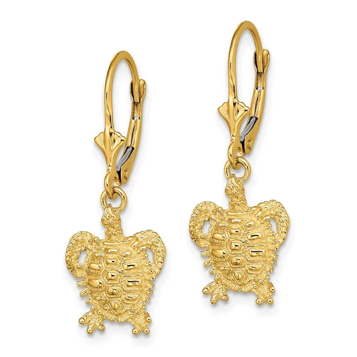 Earrings Qgold 14k Yellow Gold 111 mm Turtle Leverback Earrings 248 grams Earrings Qgold 14k Yellow Gold 111 mm Turtle Leverback Earrings 248 grams
