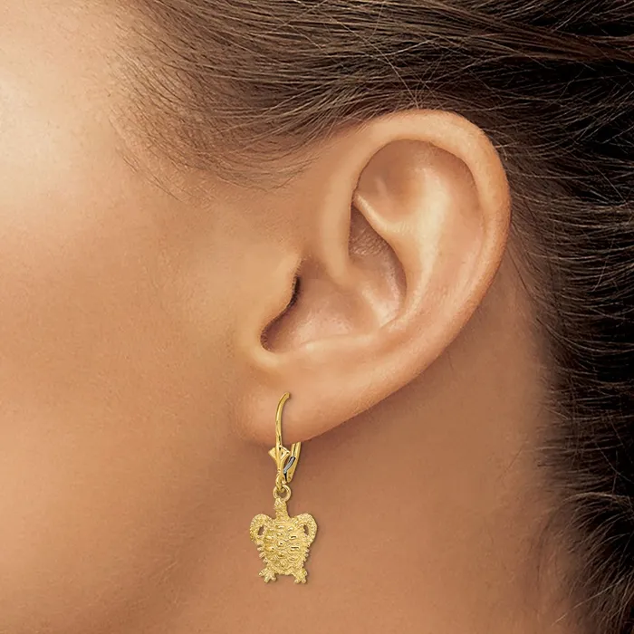 Earrings Qgold 14k Yellow Gold 111 mm Turtle Leverback Earrings 248 grams Earrings Qgold 14k Yellow Gold 111 mm Turtle Leverback Earrings 248 grams