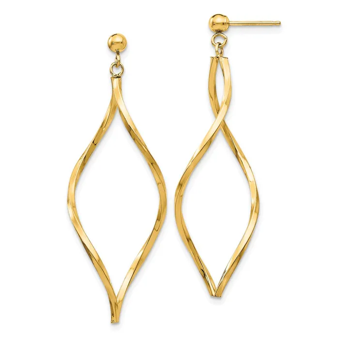 Earrings Qgold 14k Yellow Gold 13 mm Twisted Post Dangle Earrings 104 grams Earrings Qgold 14k Yellow Gold 13 mm Twisted Post Dangle Earrings 104 grams