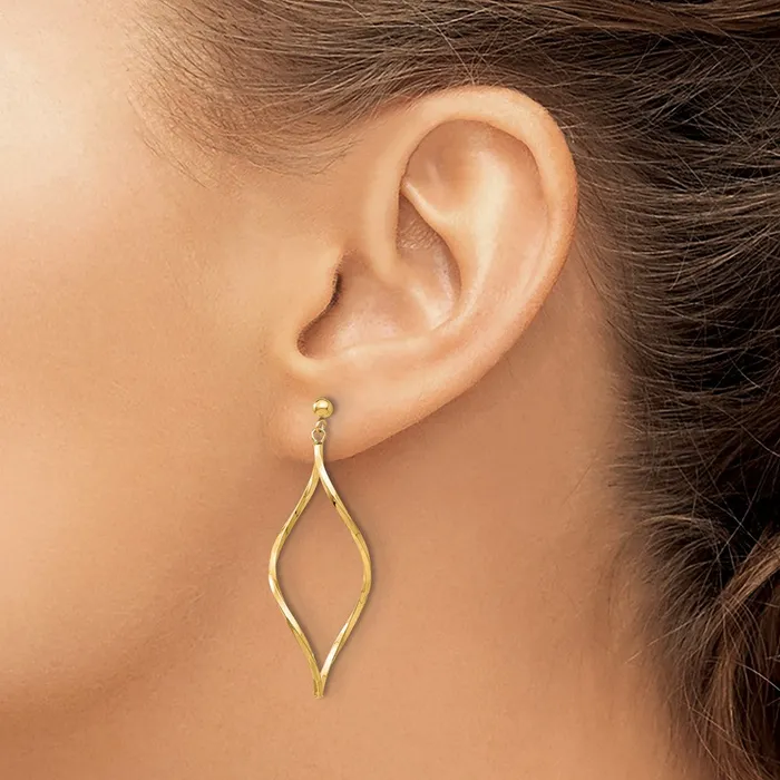Earrings Qgold 14k Yellow Gold 13 mm Twisted Post Dangle Earrings 104 grams
