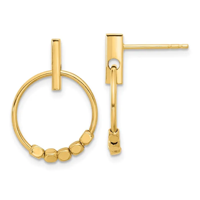 Earrings Qgold 14k Yellow Gold 145 mm Polished Circle Dangle Post Earrings 156 grams Earrings Qgold 14k Yellow Gold 145 mm Polished Circle Dangle Post Earrings 156 grams