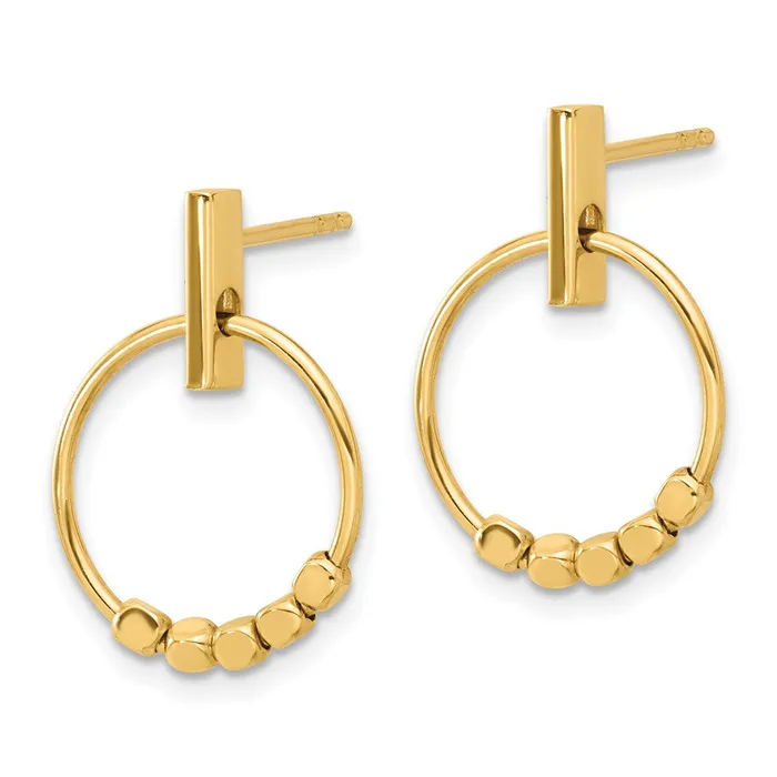 Earrings Qgold 14k Yellow Gold 145 mm Polished Circle Dangle Post Earrings 156 grams Earrings Qgold 14k Yellow Gold 145 mm Polished Circle Dangle Post Earrings 156 grams
