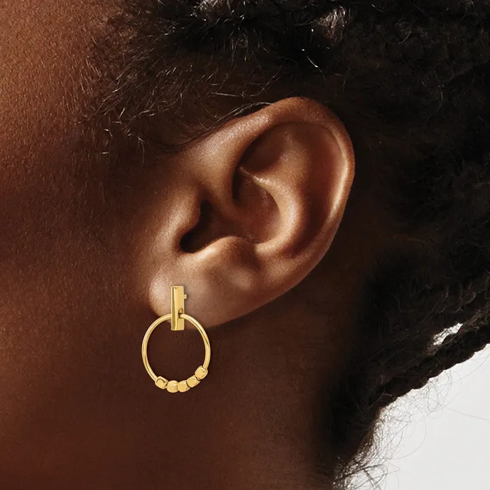 Earrings Qgold 14k Yellow Gold 145 mm Polished Circle Dangle Post Earrings 156 grams Earrings Qgold 14k Yellow Gold 145 mm Polished Circle Dangle Post Earrings 156 grams
