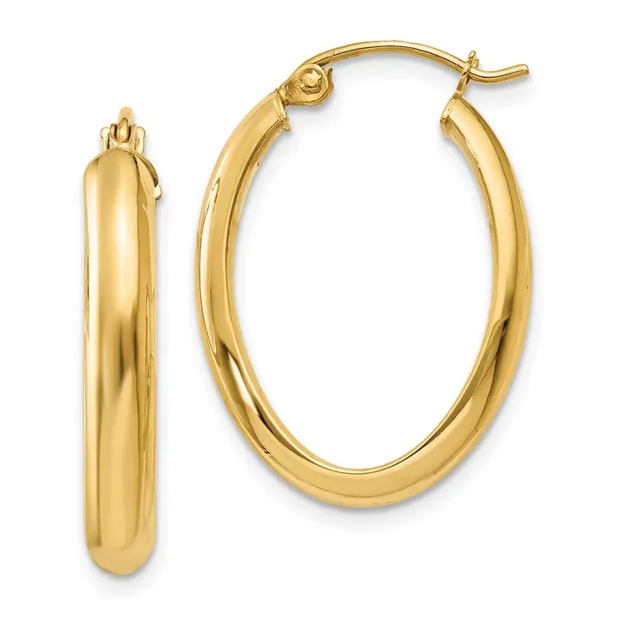 Earrings Qgold 14k Yellow Gold 17 mm Oval Hoop Earrings 151 grams