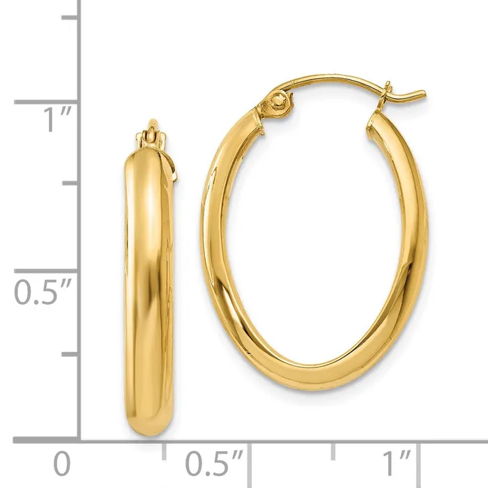 Earrings Qgold 14k Yellow Gold 17 mm Oval Hoop Earrings 151 grams Earrings Qgold 14k Yellow Gold 17 mm Oval Hoop Earrings 151 grams