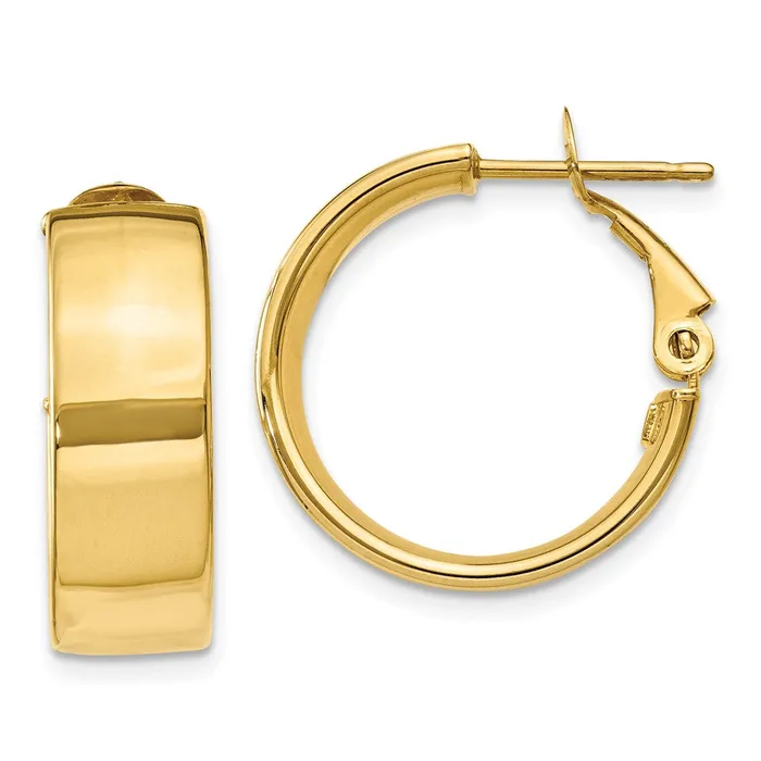 Earrings Qgold 14k Yellow Gold 195 mm Omega Back Hoop Earrings 291 grams Earrings Qgold 14k Yellow Gold 195 mm Omega Back Hoop Earrings 291 grams