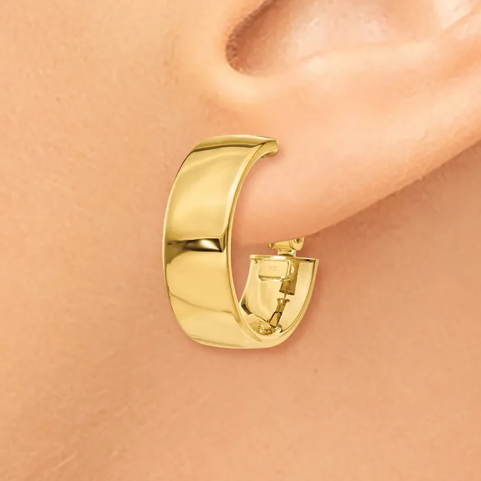 Earrings Qgold 14k Yellow Gold 195 mm Omega Back Hoop Earrings 291 grams Earrings Qgold 14k Yellow Gold 195 mm Omega Back Hoop Earrings 291 grams