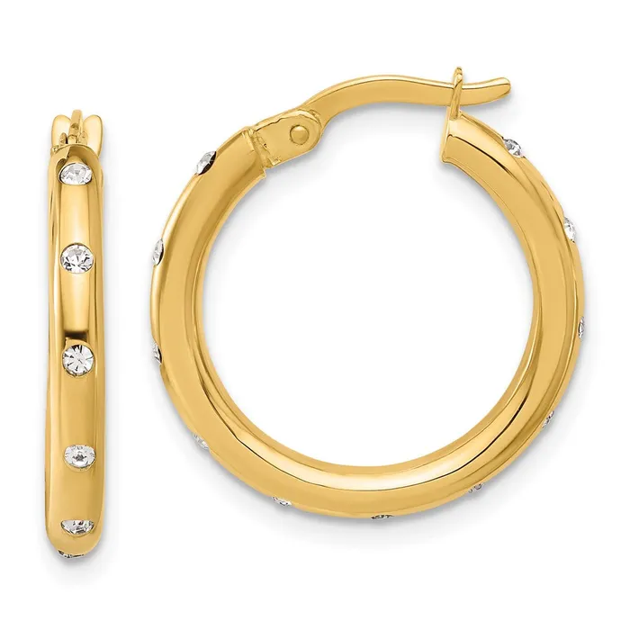 Earrings Qgold 14k Yellow Gold 199 mm Polished CZ Hoop Earrings 206 grams Earrings Qgold 14k Yellow Gold 199 mm Polished CZ Hoop Earrings 206 grams