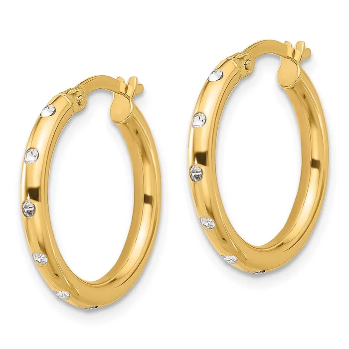 Earrings Qgold 14k Yellow Gold 199 mm Polished CZ Hoop Earrings 206 grams Earrings Qgold 14k Yellow Gold 199 mm Polished CZ Hoop Earrings 206 grams