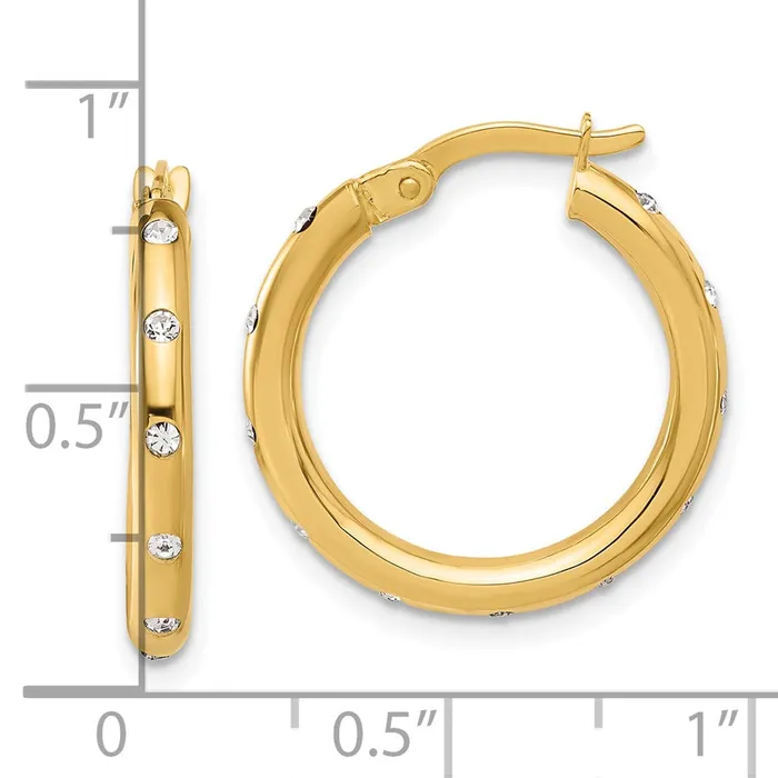 Earrings Qgold 14k Yellow Gold 199 mm Polished CZ Hoop Earrings 206 grams Earrings Qgold 14k Yellow Gold 199 mm Polished CZ Hoop Earrings 206 grams