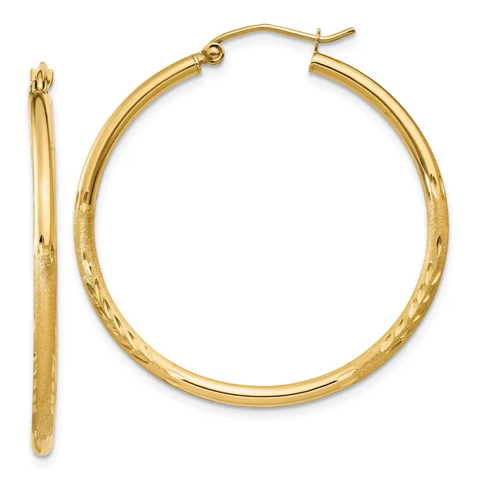 Earrings Qgold 14k Yellow Gold 2 mm Round Tube Hoop Earrings 187 grams