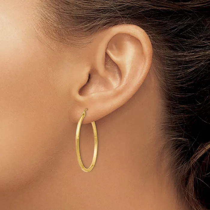 Earrings Qgold 14k Yellow Gold 2 mm Round Tube Hoop Earrings 187 grams Earrings Qgold 14k Yellow Gold 2 mm Round Tube Hoop Earrings 187 grams