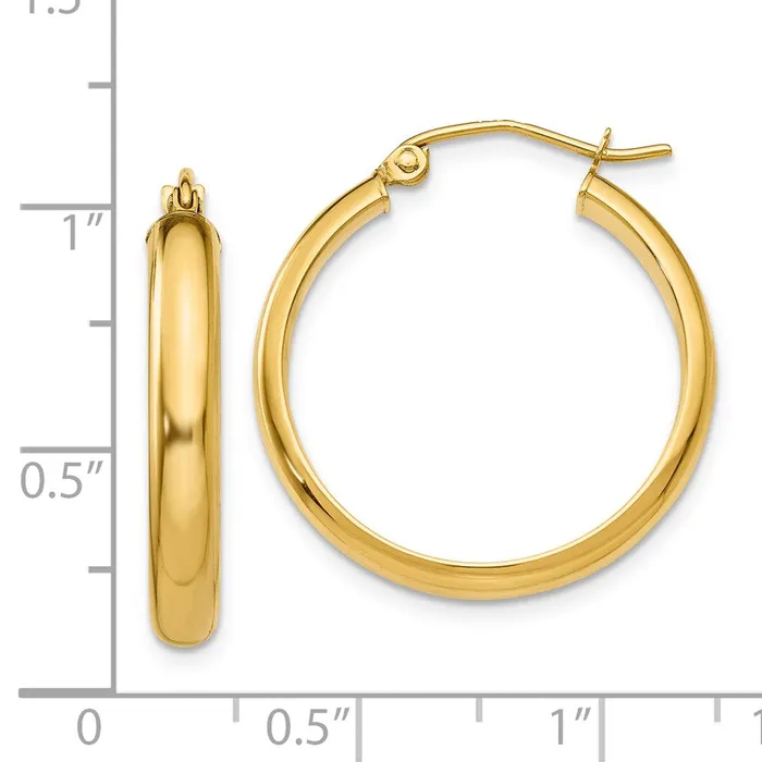 Earrings Qgold 14k Yellow Gold 375 mm Round Tube Hoop Earrings 199 grams Earrings Qgold 14k Yellow Gold 375 mm Round Tube Hoop Earrings 199 grams