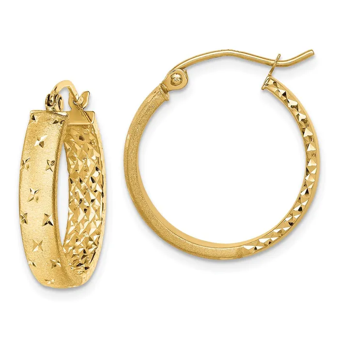 Earrings Qgold 14k Yellow Gold 4 mm Polished Diamondcut InOut Hoop Earrings 176 grams Earrings Qgold 14k Yellow Gold 4 mm Polished Diamondcut InOut Hoop Earrings 176 grams