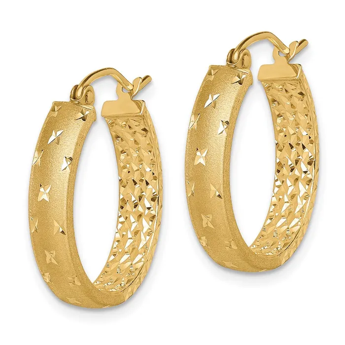 Earrings Qgold 14k Yellow Gold 4 mm Polished Diamondcut InOut Hoop Earrings 176 grams Earrings Qgold 14k Yellow Gold 4 mm Polished Diamondcut InOut Hoop Earrings 176 grams