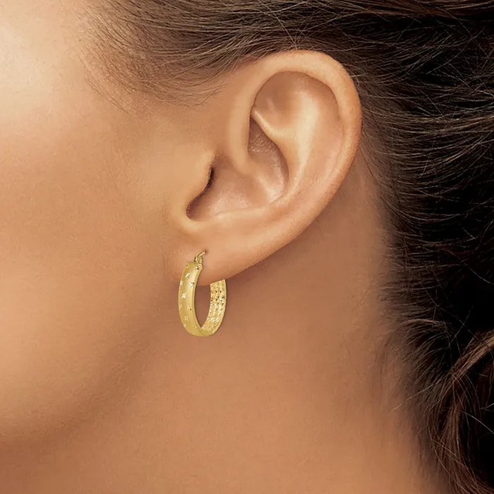 Earrings Qgold 14k Yellow Gold 4 mm Polished Diamondcut InOut Hoop Earrings 176 grams Earrings Qgold 14k Yellow Gold 4 mm Polished Diamondcut InOut Hoop Earrings 176 grams
