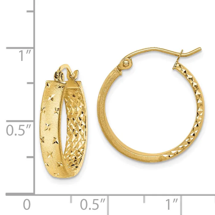 Earrings Qgold 14k Yellow Gold 4 mm Polished Diamondcut InOut Hoop Earrings 176 grams Earrings Qgold 14k Yellow Gold 4 mm Polished Diamondcut InOut Hoop Earrings 176 grams