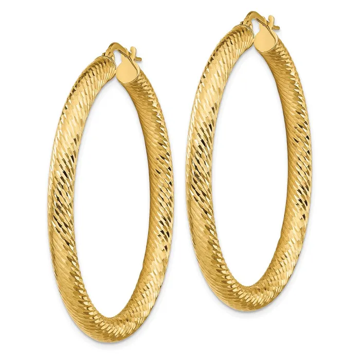 Earrings Qgold 14k Yellow Gold 455 mm Diamondcut Round Hoop Earrings 478 grams Earrings Qgold 14k Yellow Gold 455 mm Diamondcut Round Hoop Earrings 478 grams