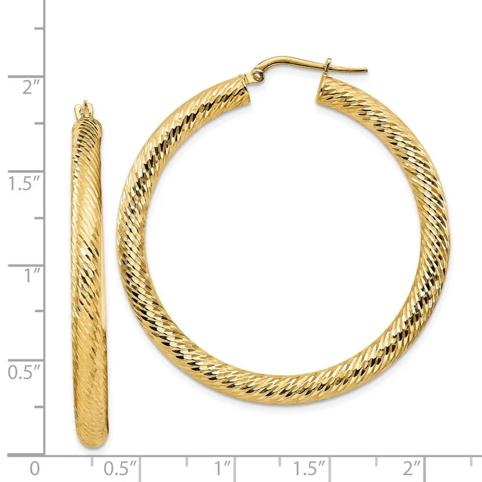 Earrings Qgold 14k Yellow Gold 455 mm Diamondcut Round Hoop Earrings 478 grams Earrings Qgold 14k Yellow Gold 455 mm Diamondcut Round Hoop Earrings 478 grams
