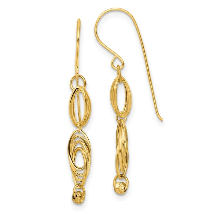 Earrings Qgold 14k Yellow Gold 5 mm Oval Link Dangle Earrings 079 grams