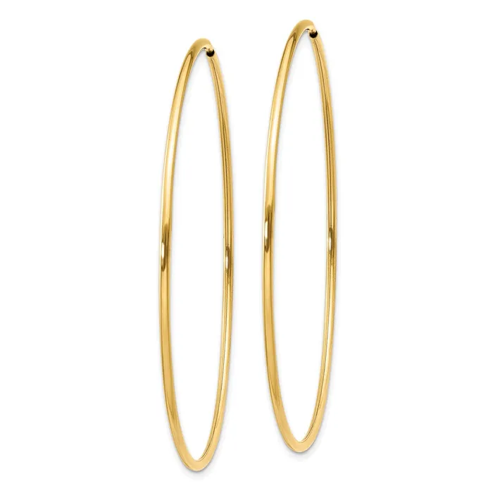 Earrings Qgold 14k Yellow Gold 54 mm Endless Hoop Earring 143 grams