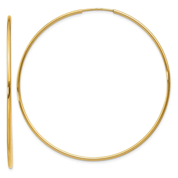 Earrings Qgold 14k Yellow Gold 54 mm Endless Hoop Earring 143 grams