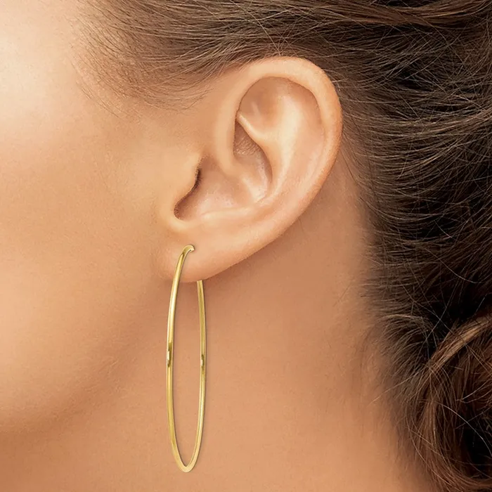 Earrings Qgold 14k Yellow Gold 54 mm Endless Hoop Earring 143 grams
