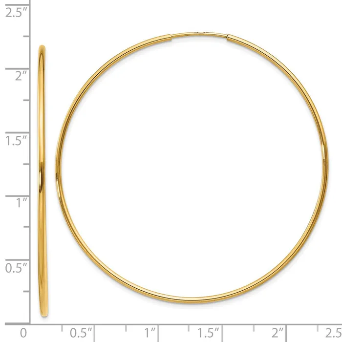 Earrings Qgold 14k Yellow Gold 54 mm Endless Hoop Earring 143 grams