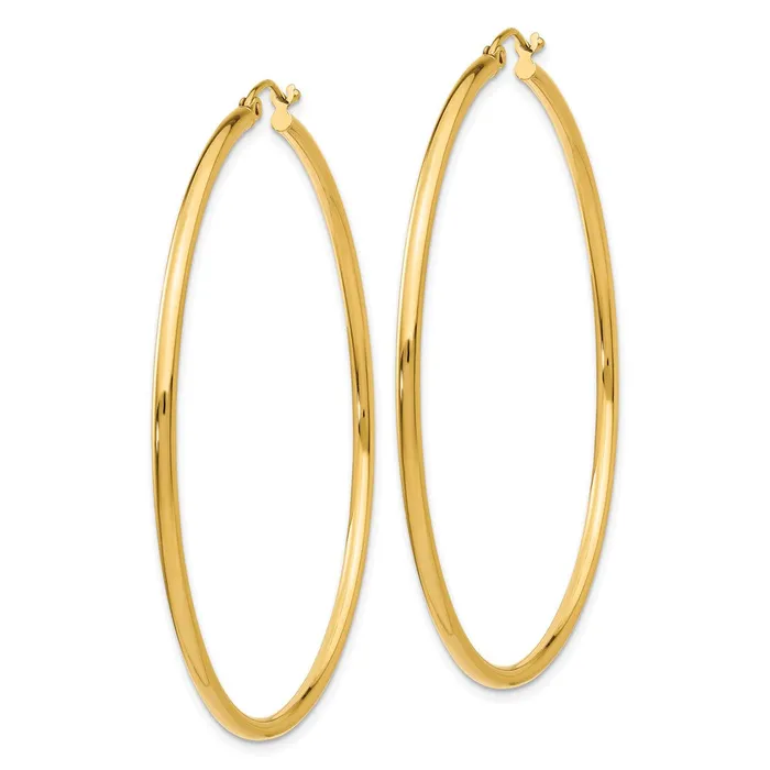 Earrings Qgold 14k Yellow Gold 56 mm Tube Hoop Earrings 356 grams Earrings Qgold 14k Yellow Gold 56 mm Tube Hoop Earrings 356 grams