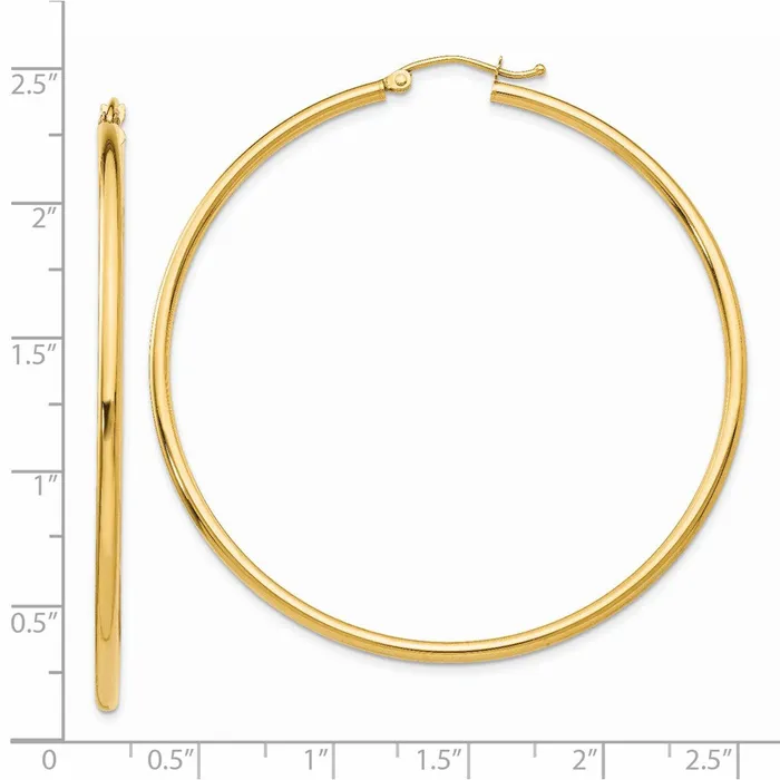 Earrings Qgold 14k Yellow Gold 56 mm Tube Hoop Earrings 356 grams Earrings Qgold 14k Yellow Gold 56 mm Tube Hoop Earrings 356 grams