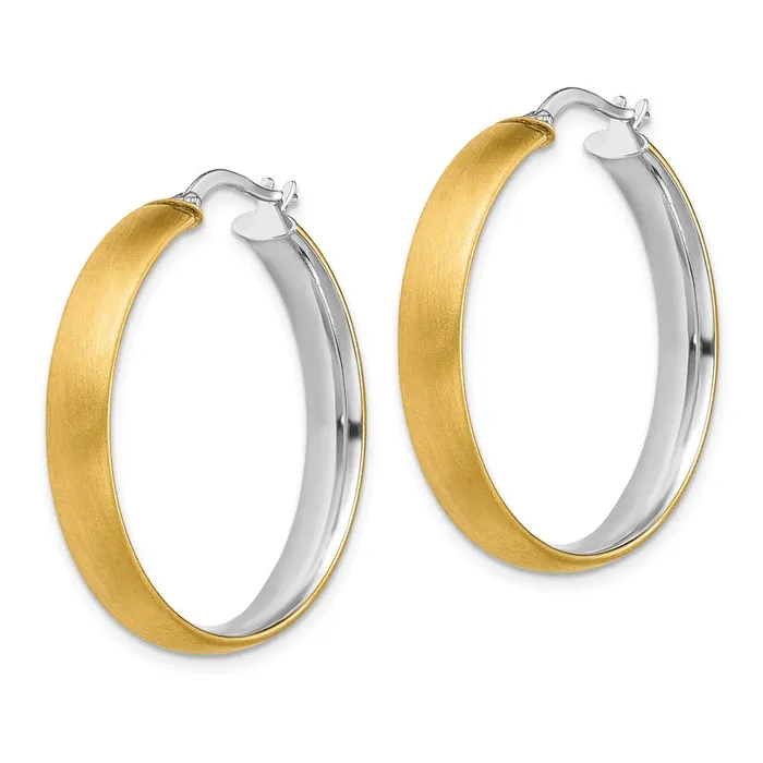 Earrings Qgold 14k Yellow Rhodium 31 mm Polished Satin Hoop Earrings 311 grams Earrings Qgold 14k Yellow Rhodium 31 mm Polished Satin Hoop Earrings 311 grams