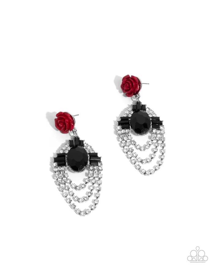 Earrings Rosy Rave Red Rose Black Gem Silver Post Earrings Paparazzi Paparazzi Accessories Earrings Rosy Rave Red Rose Black Gem Silver Post Earrings Paparazzi Paparazzi Accessories