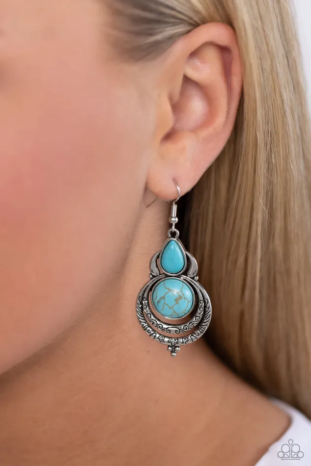 Earrings Sonoran Song Blue Turquoise Silver Earrings Paparazzi Paparazzi Accessories