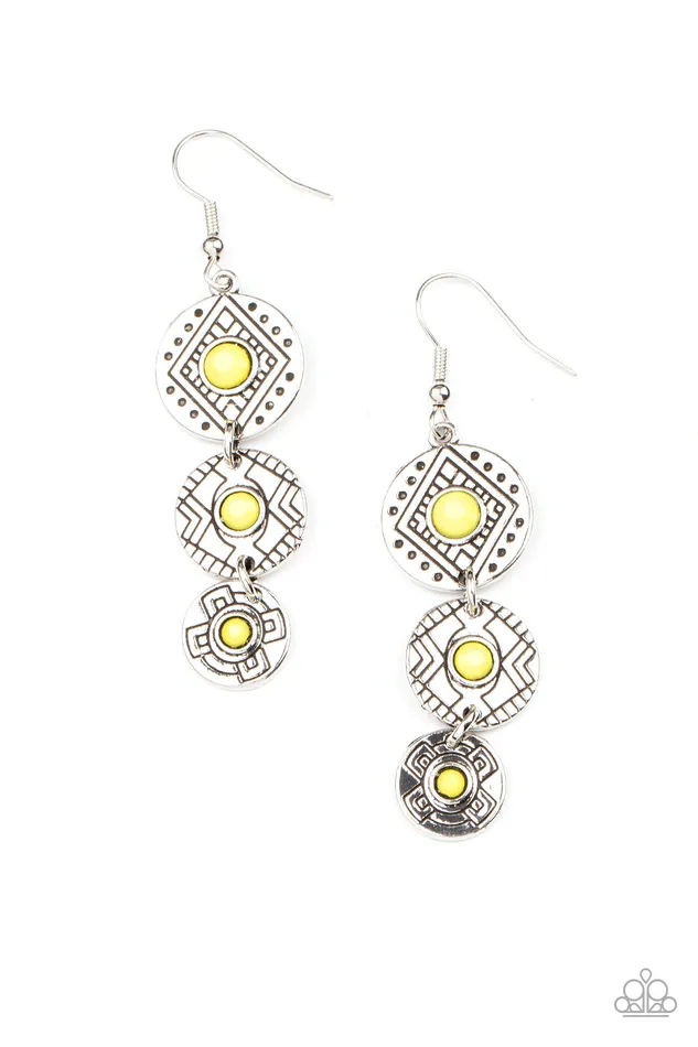 Earrings Totem Temptress Yellow Bead Silver Earrings Paparazzi Paparazzi Accessories Earrings Totem Temptress Yellow Bead Silver Earrings Paparazzi Paparazzi Accessories