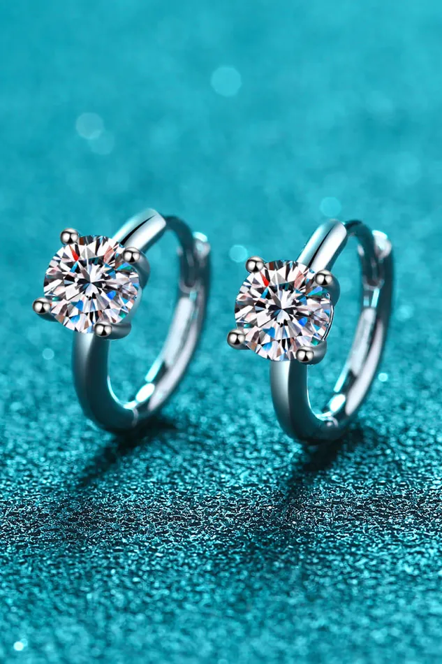 Earrings Trendsi 1 Carat Moissanite Huggie Earrings