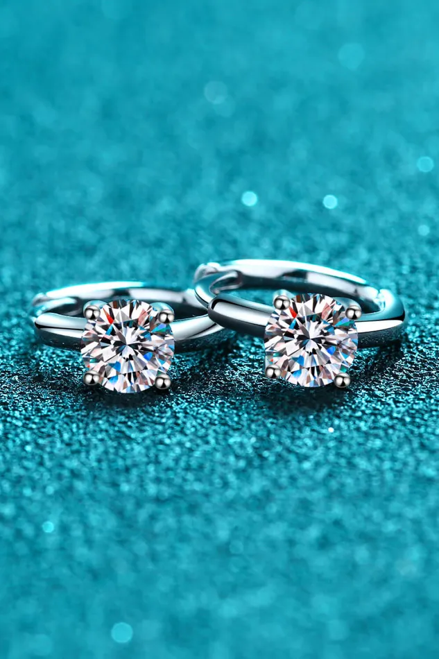 Earrings Trendsi 1 Carat Moissanite Huggie Earrings