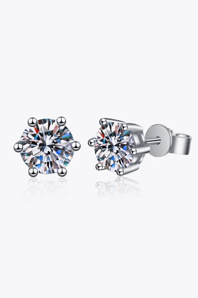 Earrings Trendsi 925 Sterling Silver 6Prong 2 Carat Moissanite Stud Earrings Earrings Trendsi 925 Sterling Silver 6Prong 2 Carat Moissanite Stud Earrings