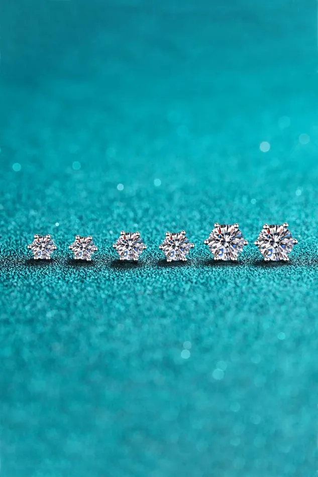 Earrings Trendsi 925 Sterling Silver 6Prong 2 Carat Moissanite Stud Earrings