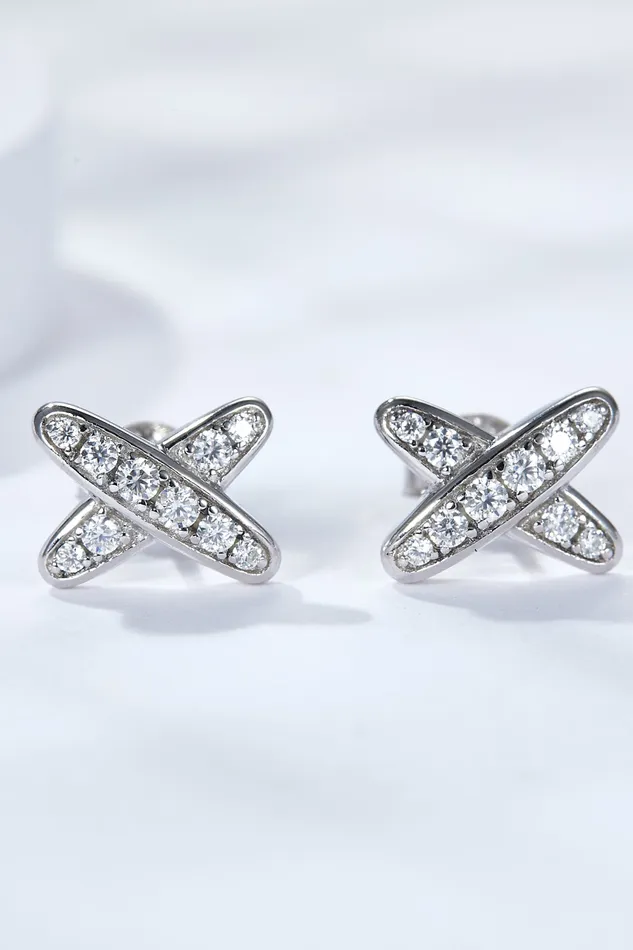 Earrings Trendsi 925 Sterling Silver XShape Moissanite Earrings