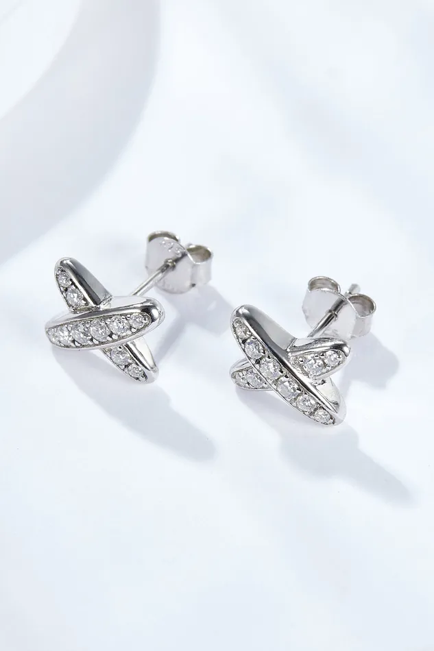Earrings Trendsi 925 Sterling Silver XShape Moissanite Earrings