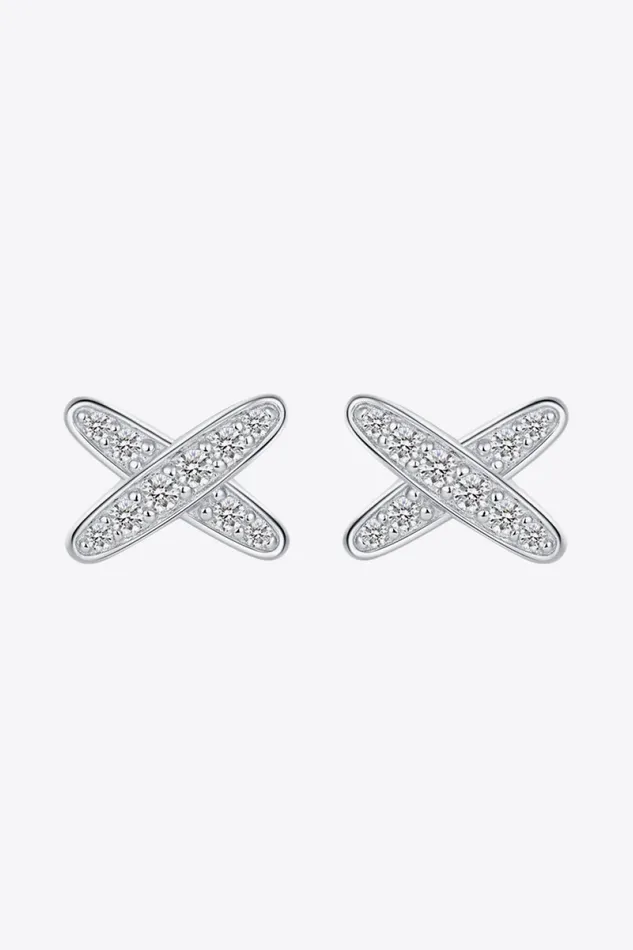 Earrings Trendsi 925 Sterling Silver XShape Moissanite Earrings